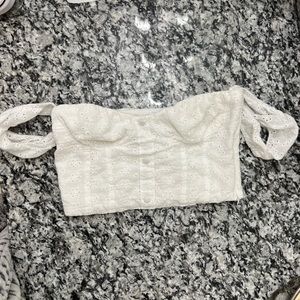 Princess Polly white crop top off the shoulder